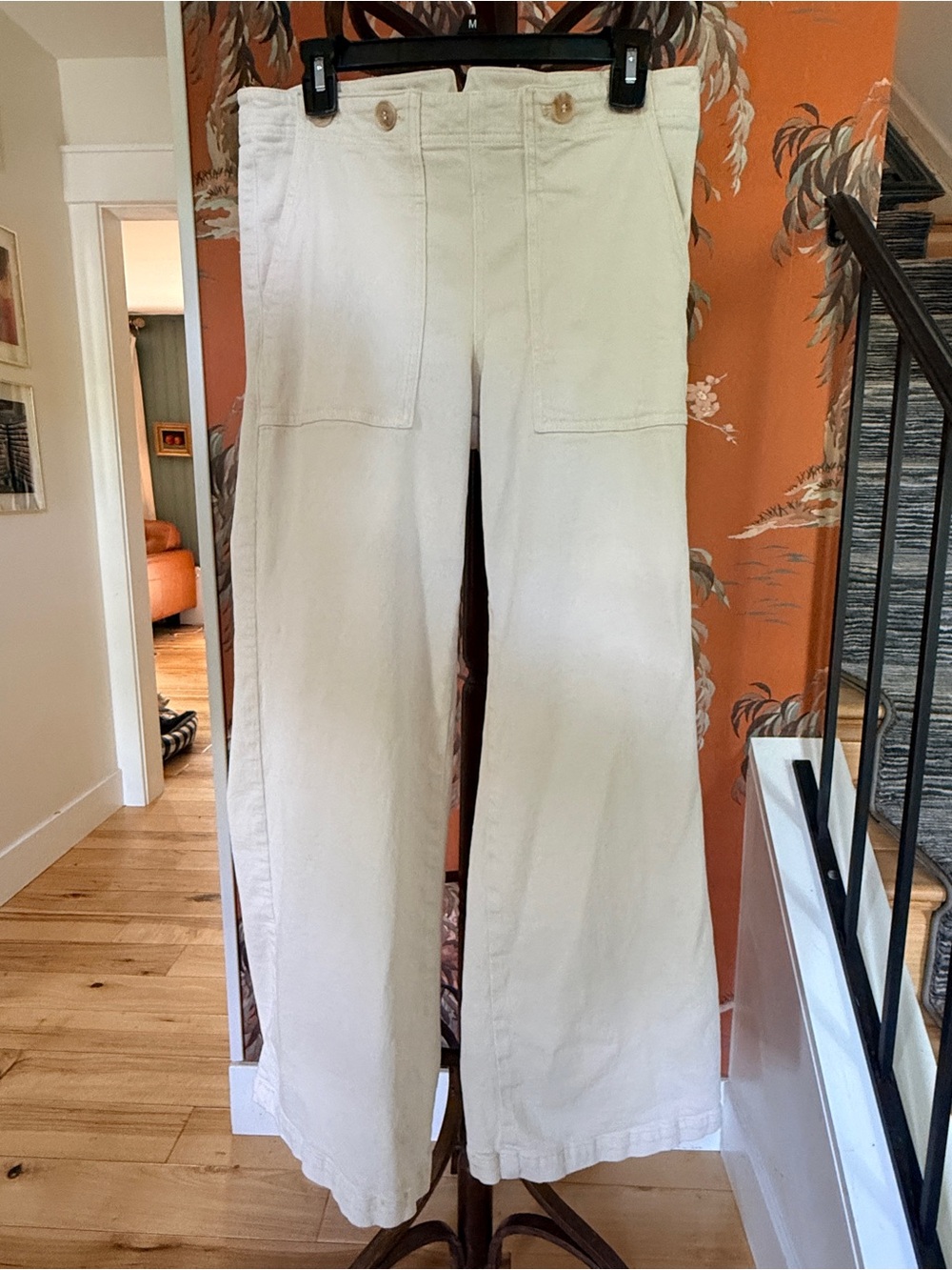 Pilcro Cream Boot-Cut Flare Pants